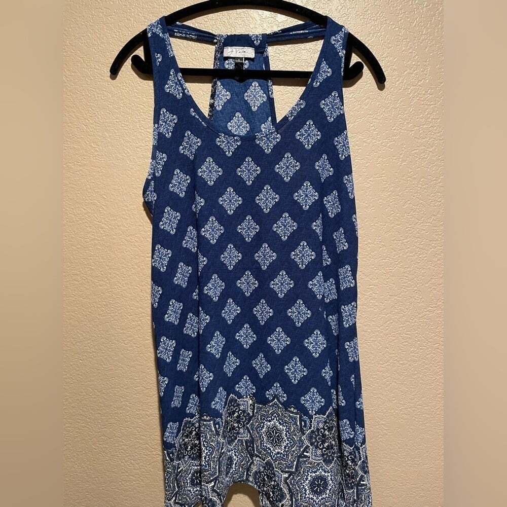 J Valdi Elegant Blue Patterned Mini Dress - Picture 1 of 5